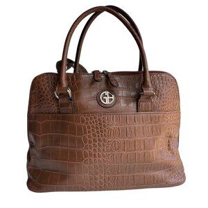 Giani Bernini Croc-Embossed Tan Leather Top-Handle Crossbody Bag